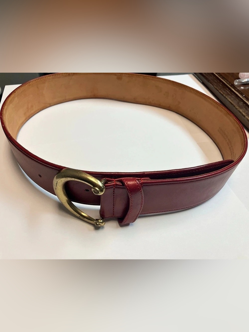 Vintage Coach Red Thick (2 in) Leather Buckle Belt